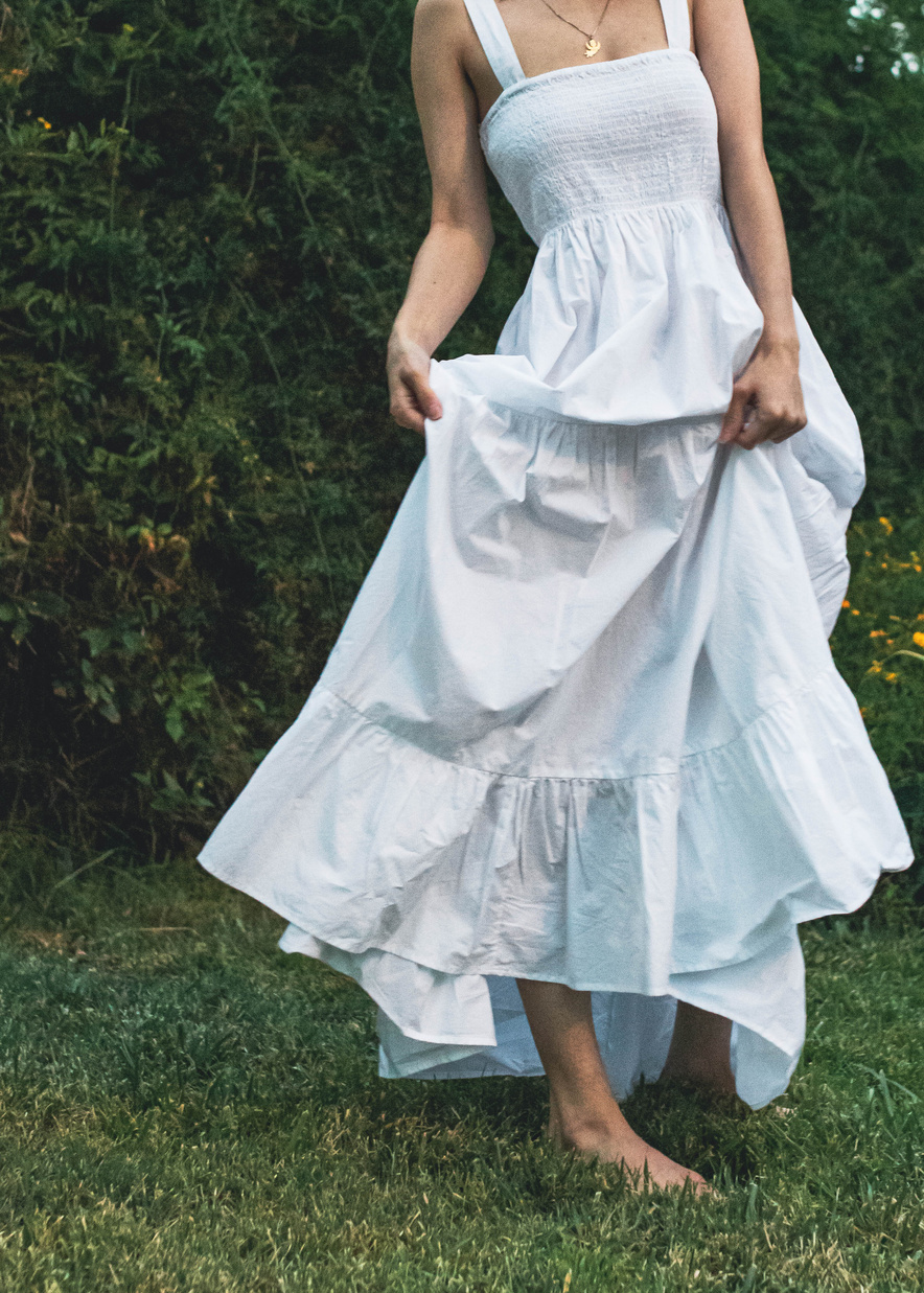 Woman in White Dress Outdoors